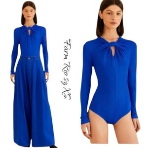 NWT Farm Rio Bright Blue Knot Front Long Sleeve Bodysuit  XS